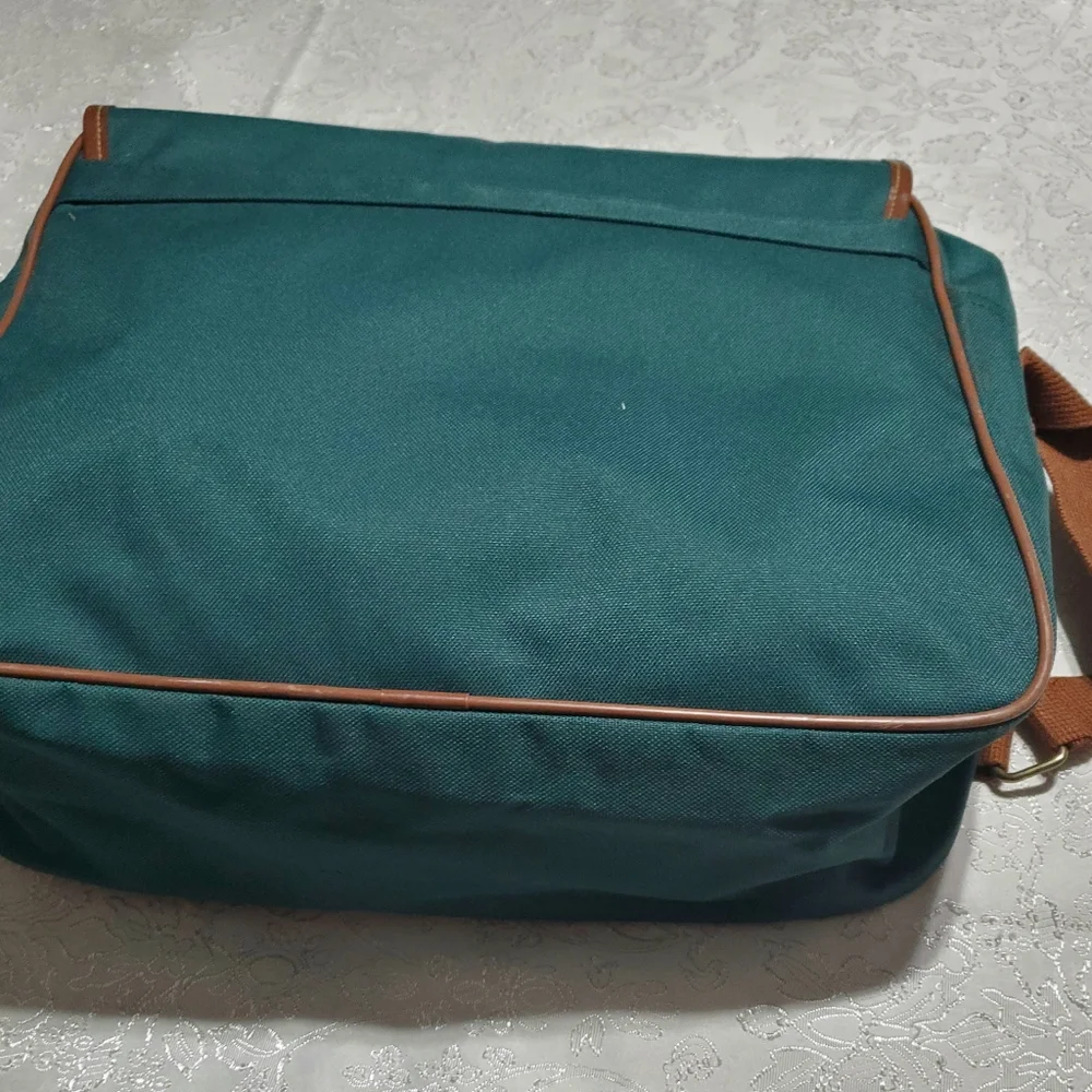 VINTAGE RALPH LAUREN GREEN CANVAS TRAVEL CROSS BODY SHOULDER COMPUTER BAG